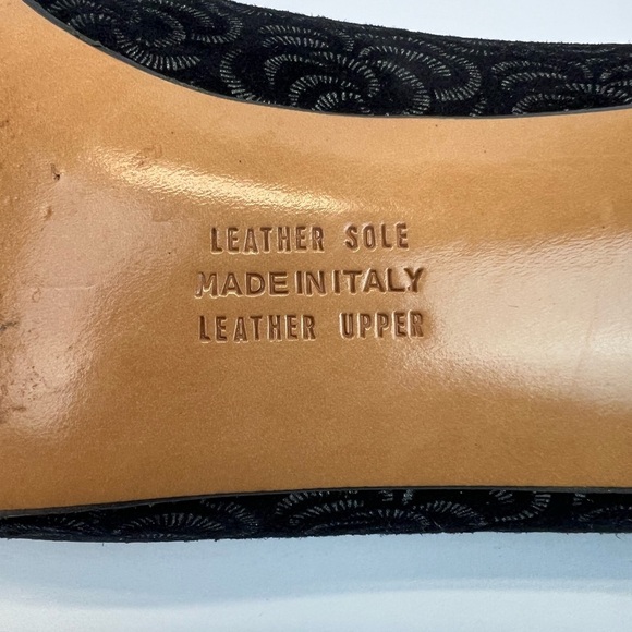 Salvatore Ferragamo 9.5 AA Black and Silver Floral Shimmer Pumps Vintage Italy - Picture 5 of 10